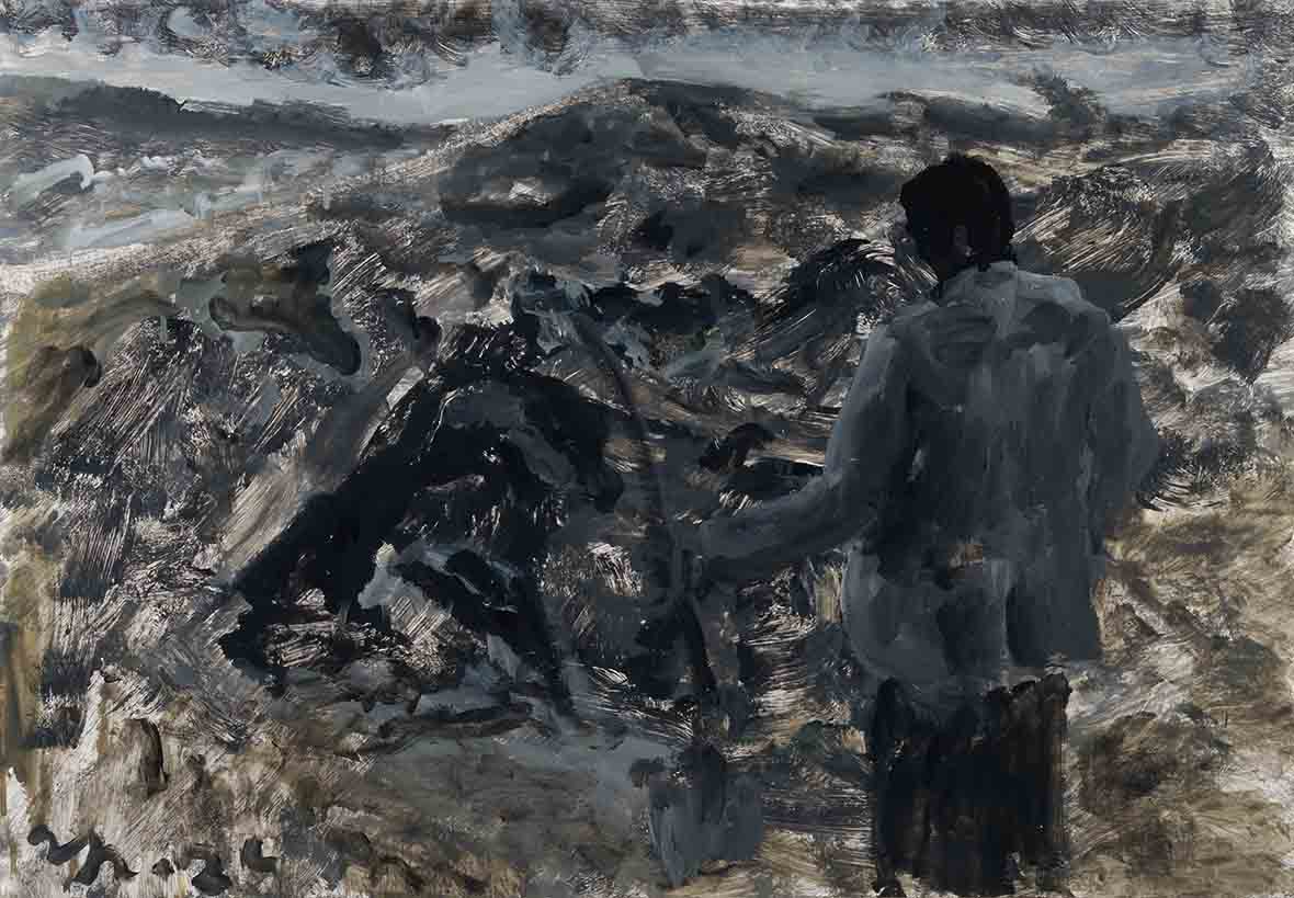 Yavuz Tanyeli, “Grey +Zone series #1”, 2024, kağıt üzerine yağlıboya, 84x114 cm.