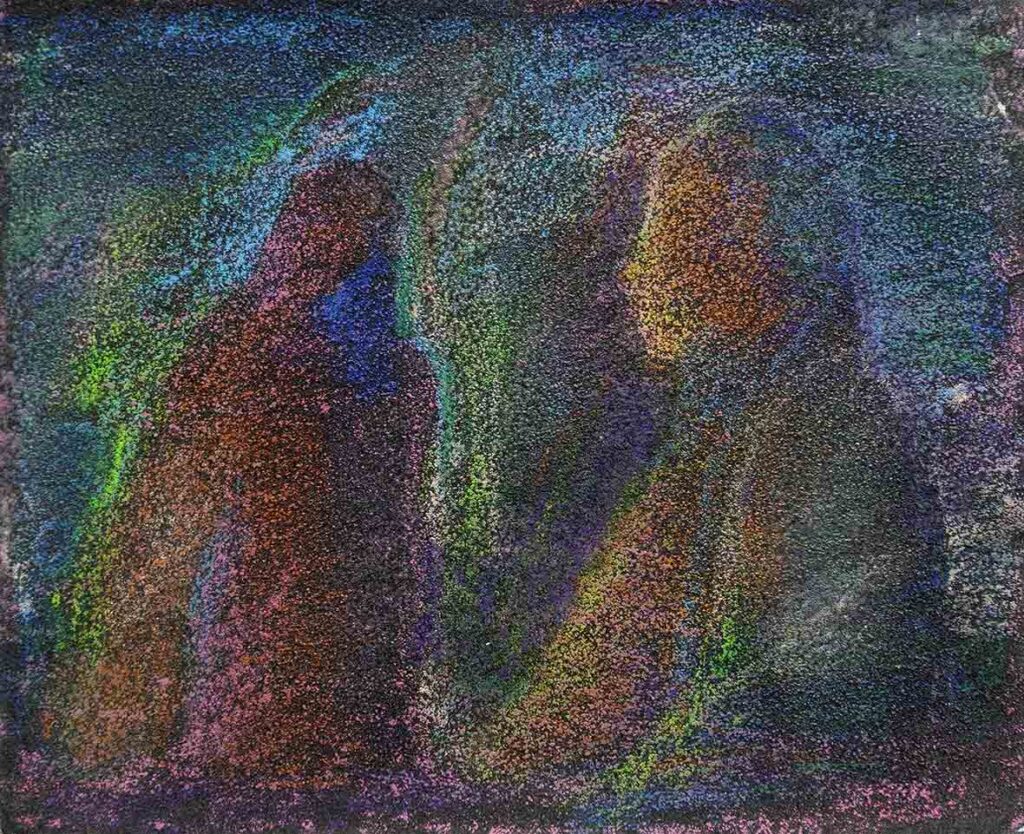 İrfan Önürmen, “Kum üzerine-630”, 2024, zımpara üzerine mum boya, 28x23 cm.