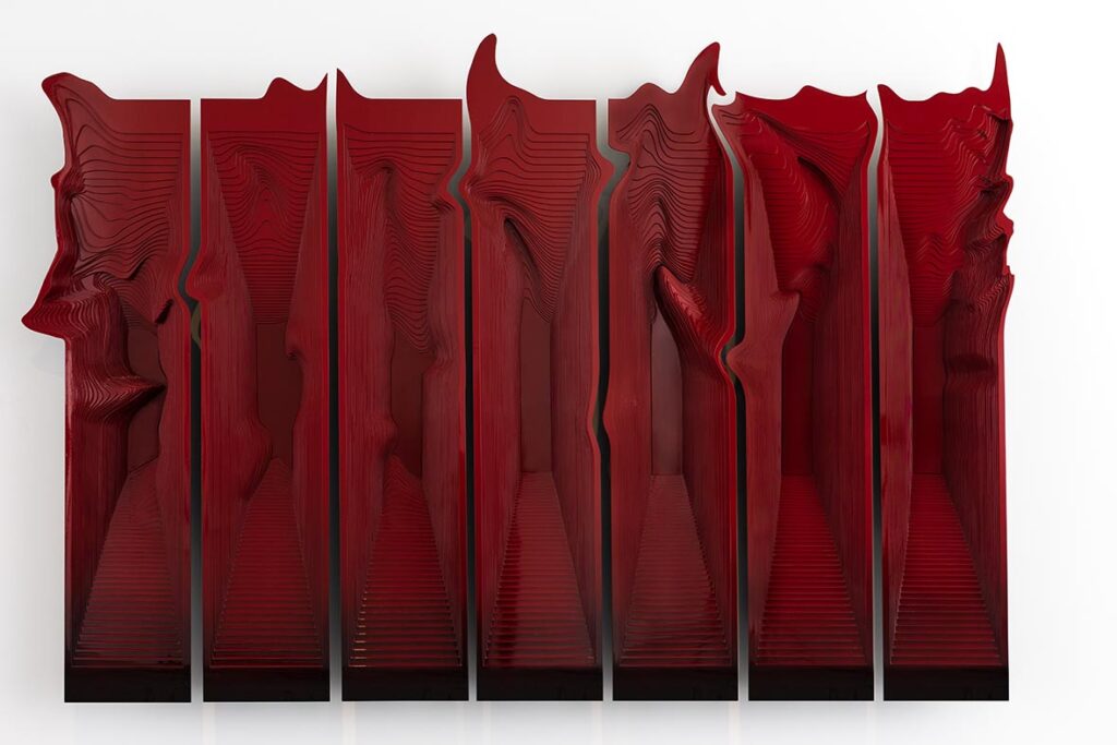 Seçkin Pirim, 7 Days, 2022, Metallic paint on plexiglass, 195 x 295 x 25 cm.