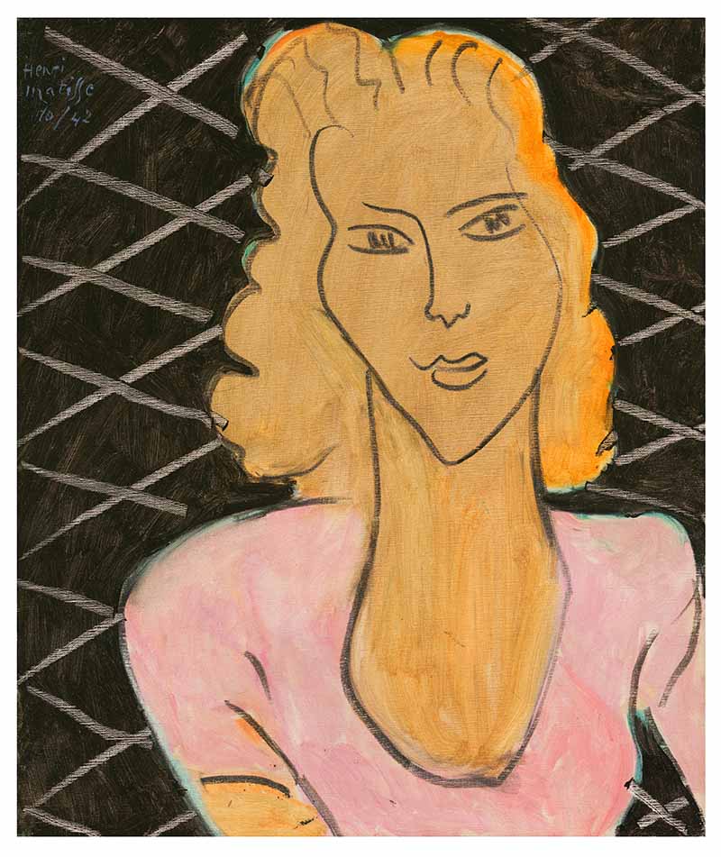 Henri Matisse, Jeune fille en robe rose, tuval üzerine yağlıboya, Ekim 1942, Tahmini değer: 3 - 5 milyon dolar.