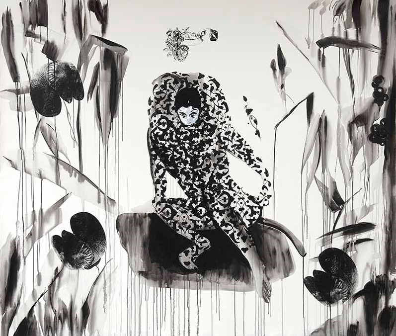 İnci Eviner, İsimsiz, tuval üzerine akrilik ve serigrafi, 180x213 cm, 2009.