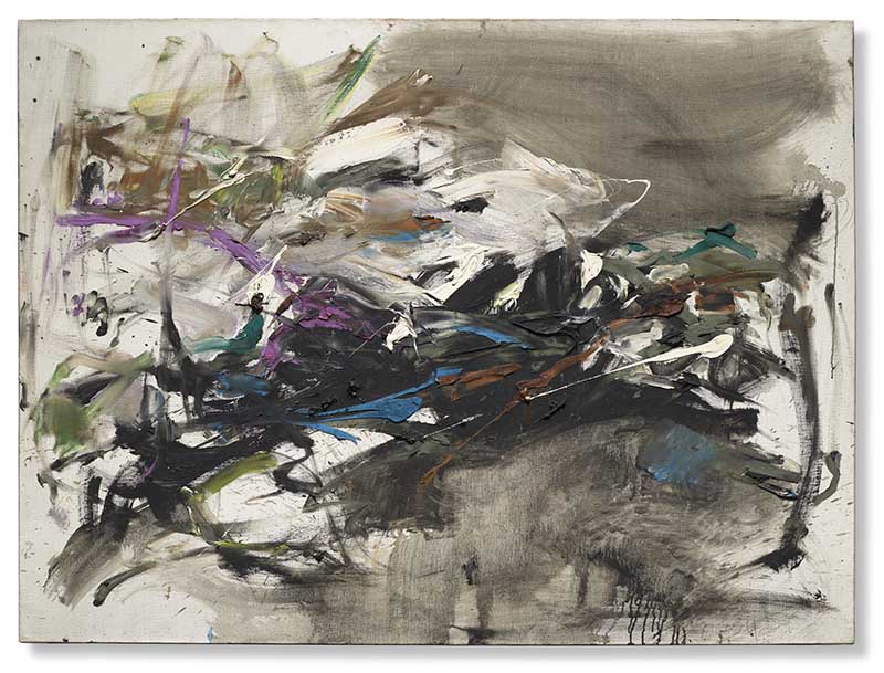 Joan Mitchell (1925-1992), “Sans titre”, 1956, imzalı 'J. Mitchell' (sağ altta); imzalı 'Pour Jean' (ters), tuval üzerine yağlıboya, 97 x 130 cm, 1956, Tahmini: 1.500.000 – 2.000.000 €, Gerçekleşen fiyat: 1.855.000 € © Joan Mitchell Estate.