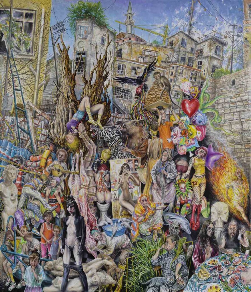 Kader Genç, Olay Mahalli I - Need More, 2024, Küyb&Yağlı Pastel, 152x131 cm.