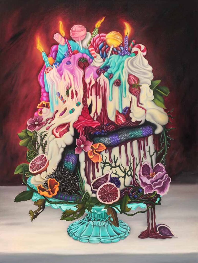 Candan İşcan, Guilty pleasure, 2022, tuval üzeri yağlıboya, 60x90 cm.