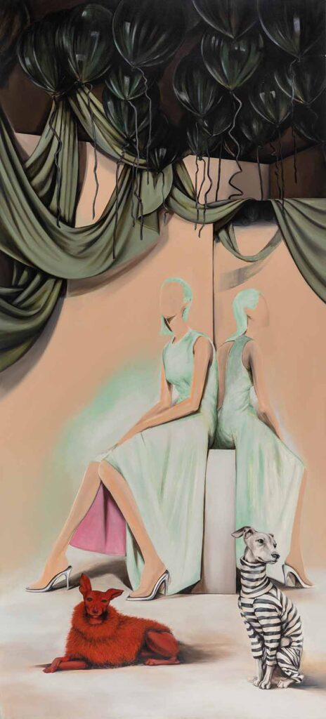 Furkan Akhan, İsimsiz, 2024, tuval üzeri yağlıboya, 198x90 cm.

