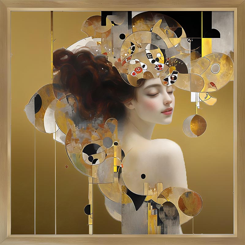 Daniel Wille, “Girl in Gold”, 2024, tuval üzerine yağlıboya, akrilik, 50x40 cm.