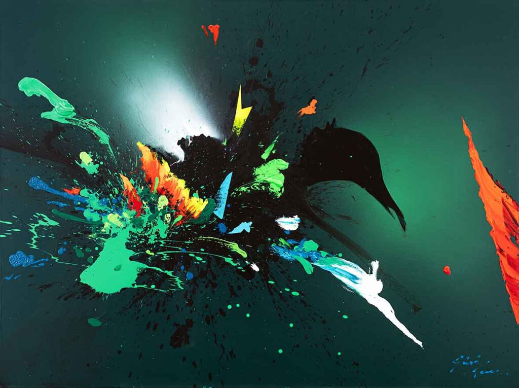 Güngör Taner, “La Fuite”, 2023, tuval üzerine akrilik, 150x200 cm.
