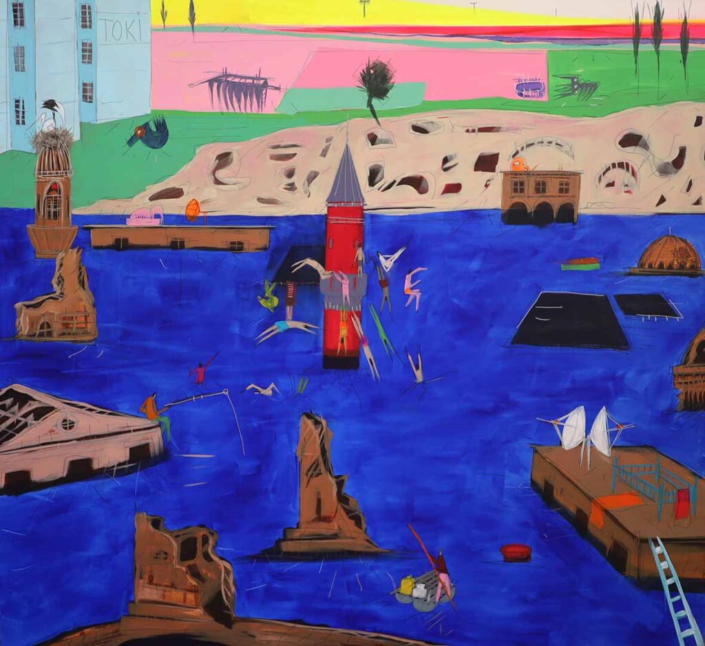 Hasankeyf, 2019, tuval üzerine akrilik, 150x150 cm.