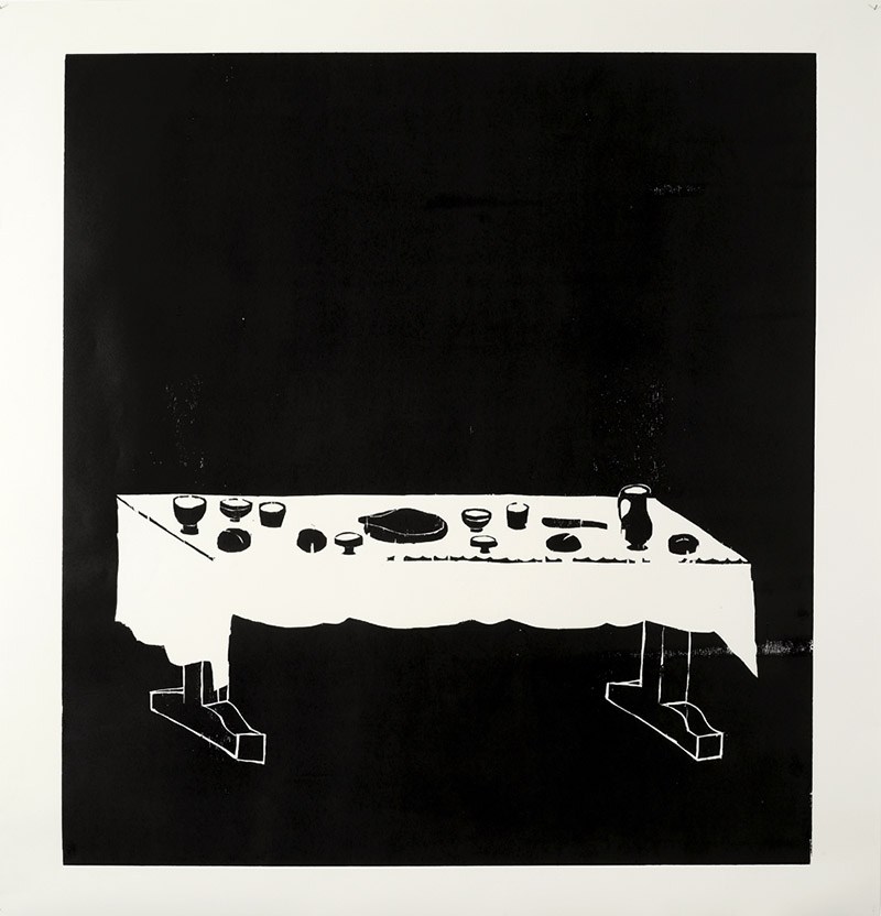 Andrea Büttner, Kumaşlı Adam, 2010, kağıt üzerine gravür, diptik, 10'lu Baskı, © Andrea Büttner, SIAE 2025, Courtesy Collezione Maramotti, ph. Dario Lasagni.