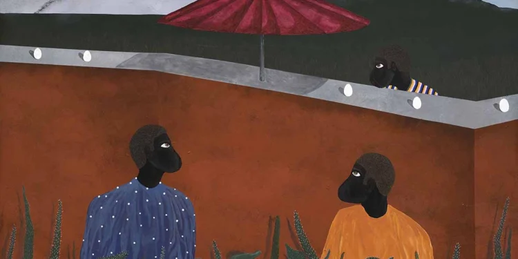 İlker Kayalı, “Duvarın Arkasında”, 2025, tuval üzerine akrilik, 100x110 cm