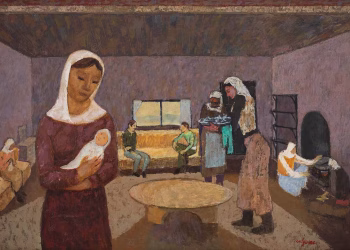 Nuri İyem, Enteriyör, 1987-88-89, tüyb, 80x120 cm, Fotoğraf: Tolga Ildun.