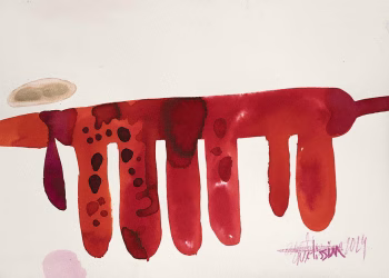 Gayane Avetissian, Gül Şehri serisi N3, 2024, kâğıt üzerine karışık teknik, 27x38 cm.