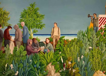 Nadide Akdeniz, İsimsiz, 2023, tuval üzerine yağlıboya, 200x320 cm.