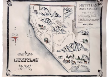 Metztlan bir zamanlar Nevada, Yarının Hatıraları (4/9), 2025, elle saklanan litografi, 39 x 46 cm.