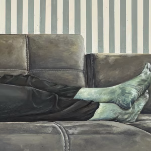 Koltuk, 2025, tuval üzerine yağlı boya, 60x90 cm.