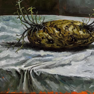 Patatesler, 2025, tuval üzerine yağlıboya, 35x28 cm.