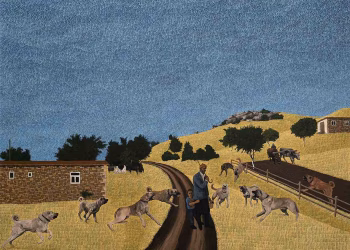 1-Mehmet Resul Kaçar, “Ve Sözleriyle Onlarla Dalga Geçti”, 2024, tuval üzerine yağlıboya, 120x150 cm.