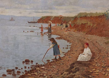 Halil Paşa, Sahilde Gezinti, 1899, Tuval üzerine yağlıboya, 80 x 55 cm, © Bozluolcay Koleksiyonu, Fotoğraf: Hadiye Cangökçe.