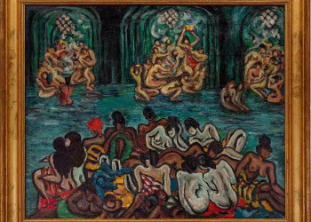 Fahrelnissa Zeid, Hammam, 1946, Tuval üzerine yağlıboya, 54 x 64 cm., © Estate of Fahrelnissa Zeid, Dirimart izniyle, Fotoğraf: Melissa Castro Duarte.