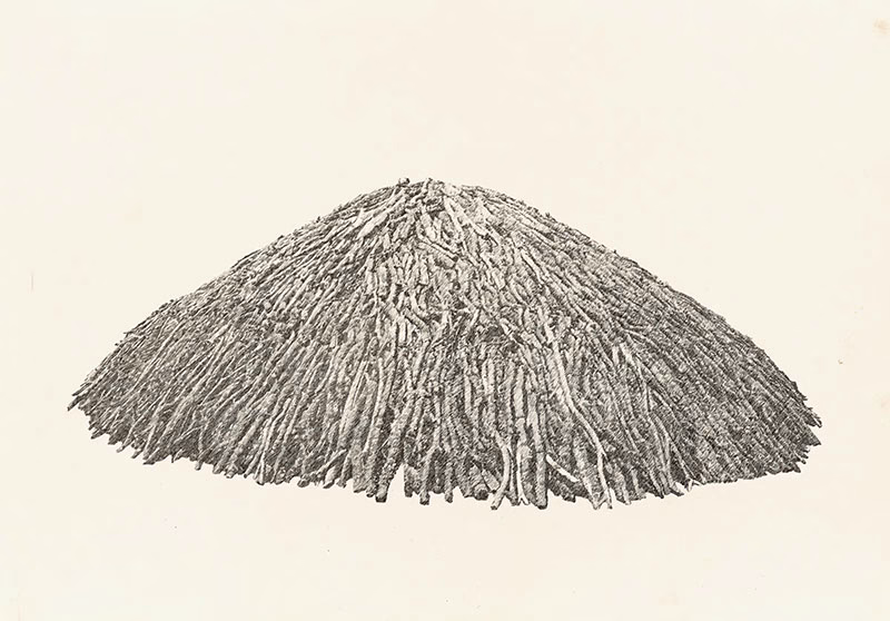 Deniz Aktaş, Yerçekimsiz objeler, 2022-2023, kâğıt üzerine mürekkep.