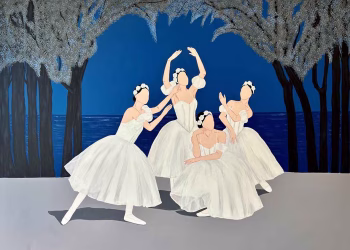 Gamze Taşdan, Beyaz Kuğu, 2026, tuval üzerine akrilik, 95x130 cm.